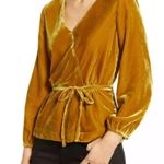J.Crew  Faux-wrap top Blouse draped velvet J4962 yellow gold Photo 6