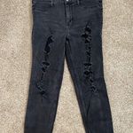Hollister Distressed Black Super Skinny Cropped Jeans Size 11 - 30 waist Photo 1