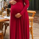 Pinkblush Burgundy Off Shoulder Maternity Dress Photo 0