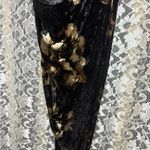 Glare Black tan velvet asymmetrical Dress side ruching floral small adjustable straps Photo 8