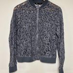 ZARA Blue Grey Lace See Through Full Zip Cardigan With Pockets Size M Photo 0