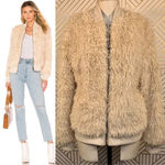 Chaser Faux Fur Lamby Bomber Jacket in Cream Photo 1