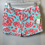Lilly Pulitzer NEW Don’t be Shellfish Callahan Aqua Coral Turtle Shorts Size 0 Photo 2