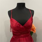 La Femme 28571 Prom Dress Satin Empire Waist Sleeveless Gown Wine Size 2 Photo 4