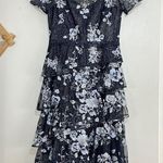 Notte Marchesa  Embroidered Glitter Tulle Asymmetrical Ruffle Tiered Dress Photo 4