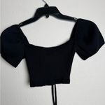 ZARA  Women‎ Size Medium Black Crop Knit puffy sleeves Shirt Photo 2