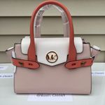Michael Kors Carmen Medium Color-Block Saffiano Leather Belted Satchel Photo 0