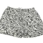 Cynthia Rowley  Black White Linen Zebra Animal Print Drawstring Shorts Size 2X Photo 0
