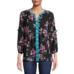 The Pioneer Woman 3/4 Sleeve Blouson Empire Tunic Top Womens Size XXXL Black Photo 1