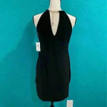 Kensie New with tags  black draped snake chain halter dress in size 2 Photo 5