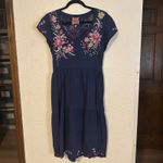 Johnny Was Jessica Tiered Bird Floral Embroidered Midi Dress In Deep Navy Small Photo 8