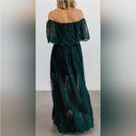 Baltic Born ‎ Leon Off Shoulder Dress Womens Large Forest Green Lace Maxi NWT Photo 3