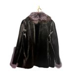 Sheared Mink and Farmed Fox Real Fur Coat Jacket Lush Luxury Purple Black Size 8 Photo 9