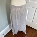 Eileen Fisher Dark Pearl Gray White Linen Jersey Stripe Asymmetrical Skirt Small Photo 2