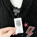 Torrid [] Black Embroidered Star Thunderbolt Raglan Knit Hoodie Sweater NWT Sz 1X Photo 9