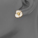Tory Burch New  Fleur Flower Stud Earrings White Enamel/Gold on TB earring card Photo 6