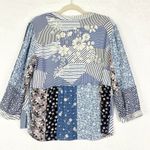 John Mark  Embroidered Floral Top Size Petite Medium Mixed Print Stripe Boho Photo 3