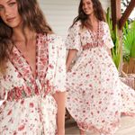 Free People Lysette Maxi Dress in Tea Combo Medium Bohemian Gypsy Indian Cotton Photo 2