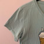 Life is Good  Blue Crusher Lite V-neck Coffee Brew Crew T-Shirt Women size Small Photo 2