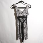 Y2K Sleeveless Black‎ White Geometric Knee Length Empire Waist Dress Juniors S Black Photo 2