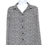 Anthropologie H&M Geometric Abstract Print Pattern Button Up Blouse Shirt Top Black White XS Photo 2