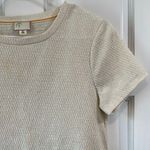 Anthropologie Postage Stamp Creme Textured Top w/ Gold Glitter Thread - Sz Small Photo 3