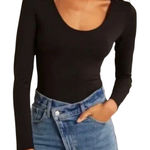 Abercrombie & Fitch Long-Sleeve Bodysuit Scoop Cotton Snap Button Black Small Photo 0