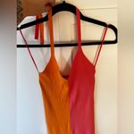 ZARA Colorblock Midi Orange & Pink Halter Dress Size Small Photo 10