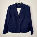 Talbots  Size‎ 16 Navy Pique Blazer Contrast Polka Dot Lining Nautical Buttons Photo 0
