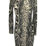 ZARA Animal Print Snakeskin Long Sleeve Turtle Neck Midi Bodycon Dress Size S Photo 0
