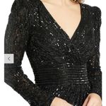 Mac Duggal  Black Long Sleeve V-Neck Sequin Gown size 6 Photo 1