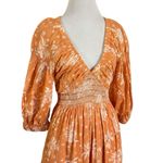 Free People Golden Hour Maxi Dress Bohemian Floral Dainty Tan Sand Neutral XS Photo 8