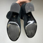 Vince Camuto Black Suede Ankle Boots Gold Zipper Block Heel Size 10 / 40 Photo 4