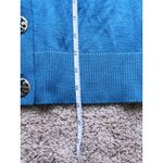 Tory Burch Simone Merino Wool Cardigan Sweater Turquoise Gold Logo Buttons Large Photo 7
