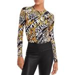 NEW Versace Jeans Couture Long Sleeve Black and Gold Baroque Bodysuit Size US 6 Photo 9