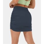 Halara Navy Blue High Waisted Ruched Slim Bodycon Side Pocket Mini Skirt Sz XS Photo 2
