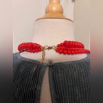 ZARA Red Gold 3 Strand Beaded Necklace Bohemian Beads Boho Artsy Photo 2