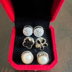 Mini Bead and Rhinestone Earring Mix Match Duo NWT White Photo 0