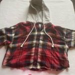 American Eagle  Cropped Flannel Hooded Photo 1