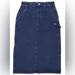 Obey  100% Cotton Juniper High Waist Loose Fit Pockets  Midi Denim Skirt size 26 Photo 2