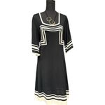 Sangria Black White Geometric Knit Dress Size Large Monochrome Knit Dress EUC Photo 2