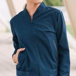 Zyia Women’s Chill Note Full Zip Lightweight Jacket Navy Blue Size Medium Photo 0