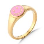 Beaded by Meg Waterproof Pink Smiley Face Ring Size 6 Photo 0
