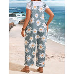 Overalls Harem Pants Adjustable Strap Ethnic Floral Jumpsuits Wild Leg XL Loose Fit Cure Rompers VTG design Blue Photo 2