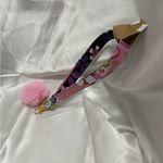 Handmade Pink and Purple Cherry Blossom Wristlet Keychain with Pink Pompom Photo 4