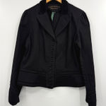 Lauren Jeans Co Ralph Lauren Black Velvet Collar Button Front Jacket Women's L Size L Photo 0
