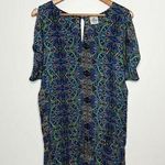 SW3 BESPOKE Silk Dress Cover Up Kaftan Size Small Colorful Paisley Boho Swimsuit Blue Photo 0