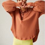 Free People Movement NWT  Bella Layer Ribbed Henley Top Spiced Copper Generous XS Photo 1