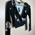Streetwear Society CLEARANCE! Black Boutique Floral Ruffle Wrap Crop Top Size S NWT Photo 2