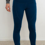 Oiselle  Flyout Cold-weather Run Blue High-Waisted Leggings Photo 0